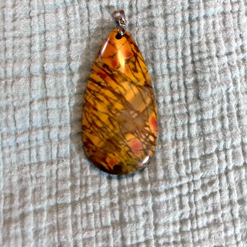 Jasper Pendant with Sterling Silver Drop